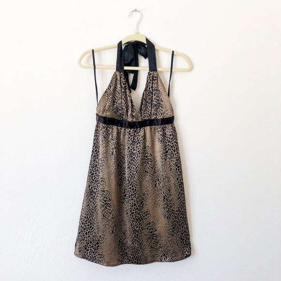 🛒 5/$25 Guess Jeans Animal Print Halter Mini Dress - Picture 5 of 8